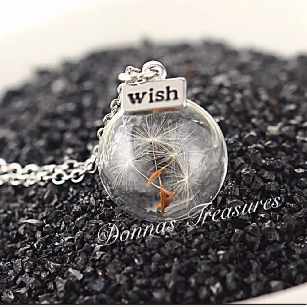 💐Real Dandelion Wish Necklace in Glass